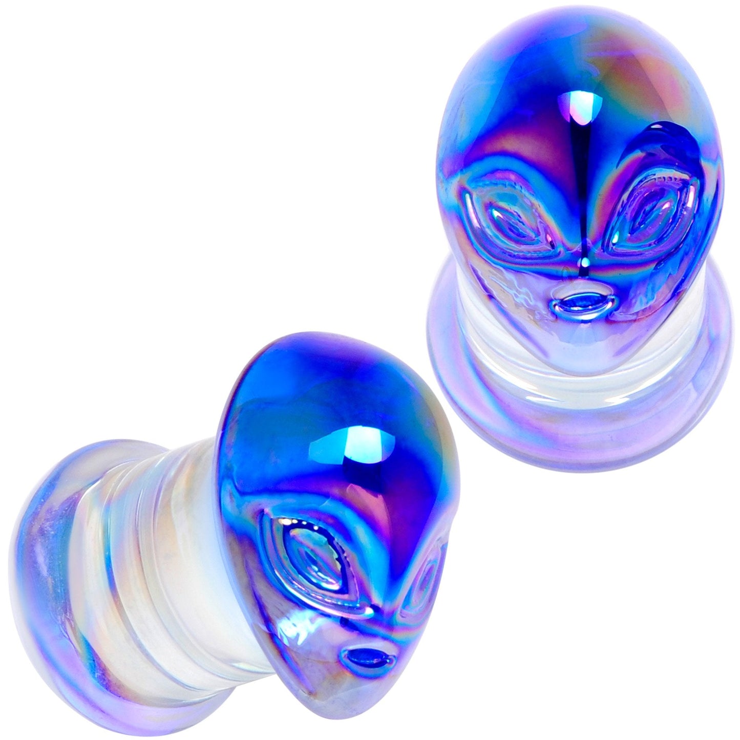 Aurora Blue Glass Outer Space Alien Double Flare Plug Set 10mm to 19mm