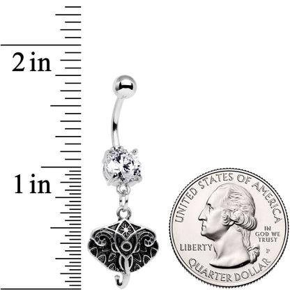 Clear Cubic Zirconia Gem Elephant Inspired Abstract Dangle Belly Ring