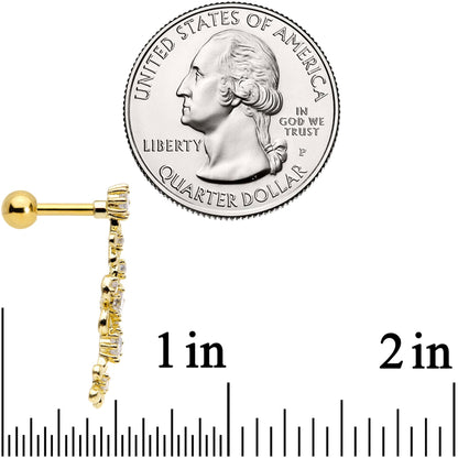 16G 1/4 Clear CZ Gem Gold Tone Flower Left Ear Cartilage Earring