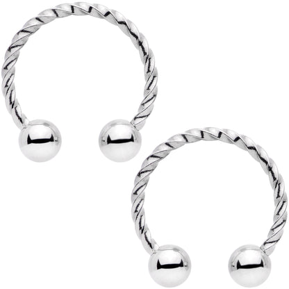 14G 1/2 9/16 Seashell Twisted Horseshoe Nipple Jewelry Set