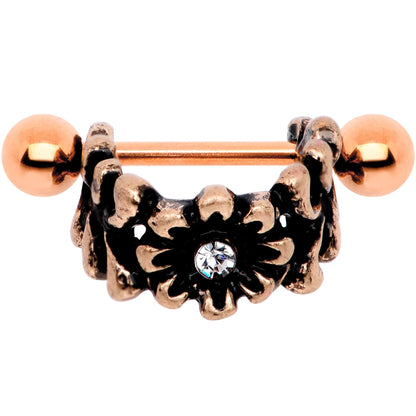 16G 1/2 Clear Gem Rose Gold Tone Flower Cuff Cartilage Earring