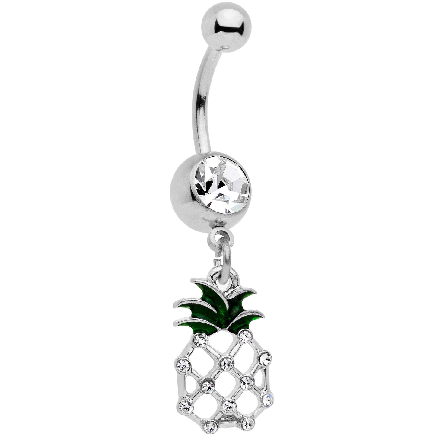 Clear Gem Tropical Treat Pineapple Dangle Belly Ring