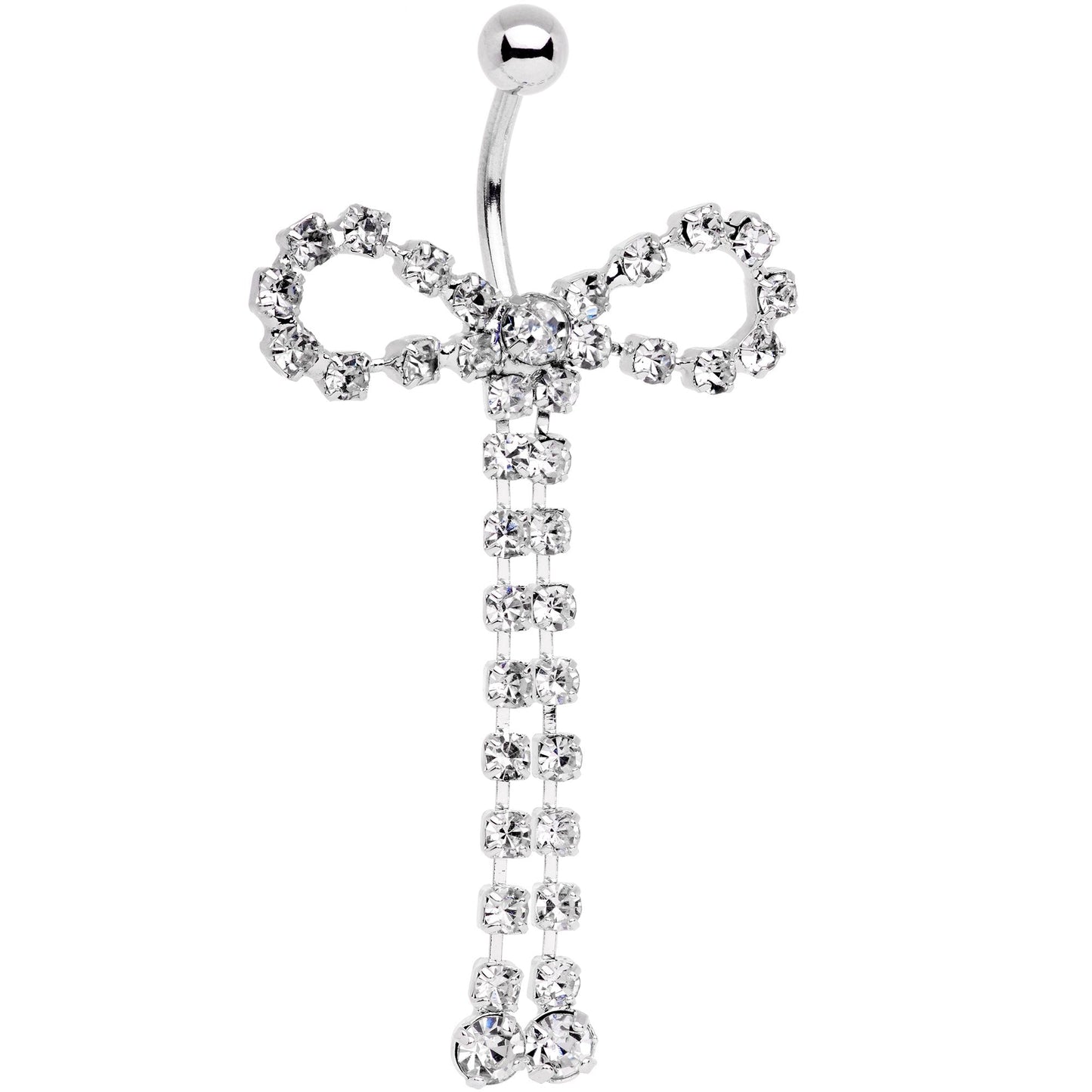 Clear Gem Dainty Graceful Bow Dangle Belly Ring