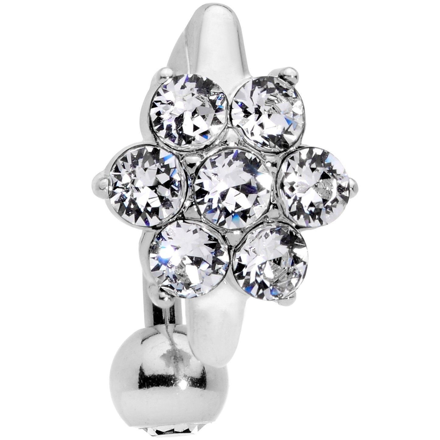 Clear CZ Gem Pretty Posy Flower Top Mount Belly Ring