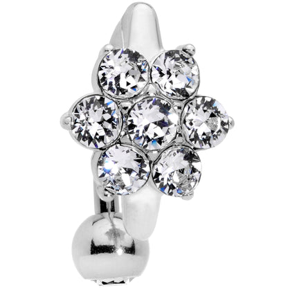 Clear CZ Gem Pretty Posy Flower Top Mount Belly Ring