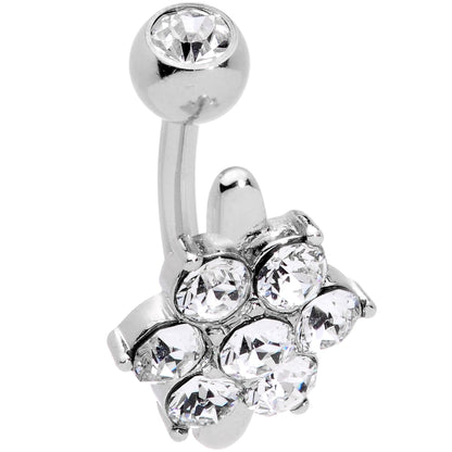 Clear CZ Gem Pretty Posy Flower Top Mount Belly Ring