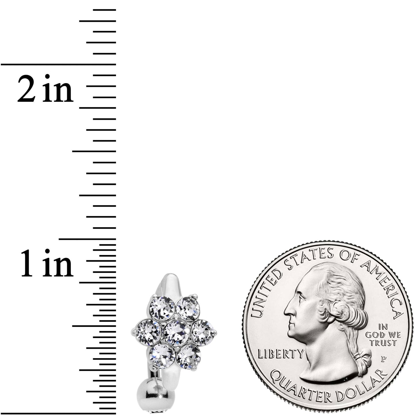 Clear CZ Gem Pretty Posy Flower Top Mount Belly Ring