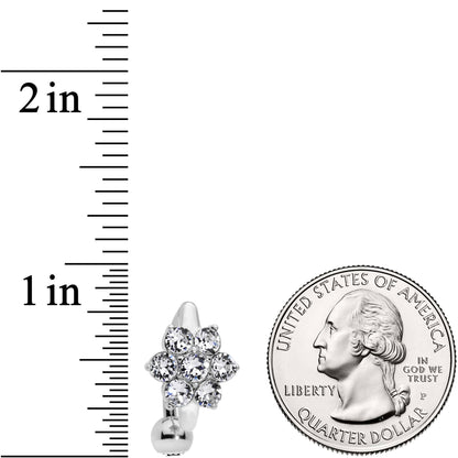 Clear CZ Gem Pretty Posy Flower Top Mount Belly Ring