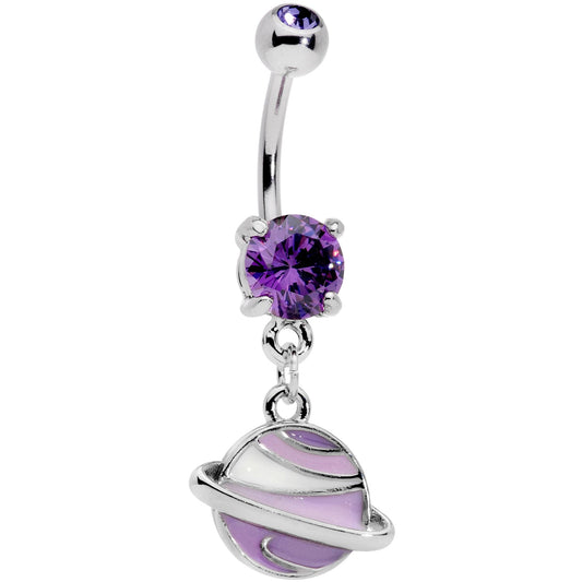 Purple Gem Rings Of Saturn Dangle Belly Ring