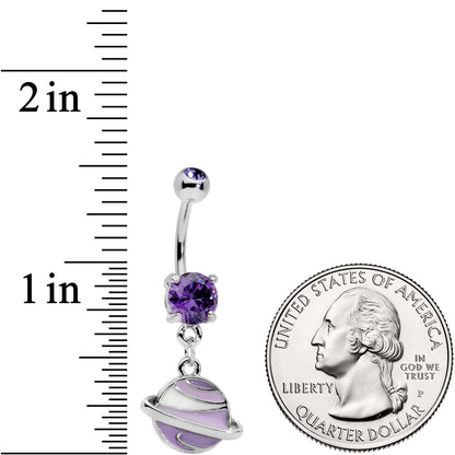 Purple Gem Rings Of Saturn Dangle Belly Ring