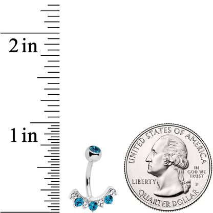 Aqua Clear CZ Gem Wave Of Glamour Belly Ring