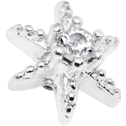 14G Clear CZ Gem Starfish Dermal Anchor Top