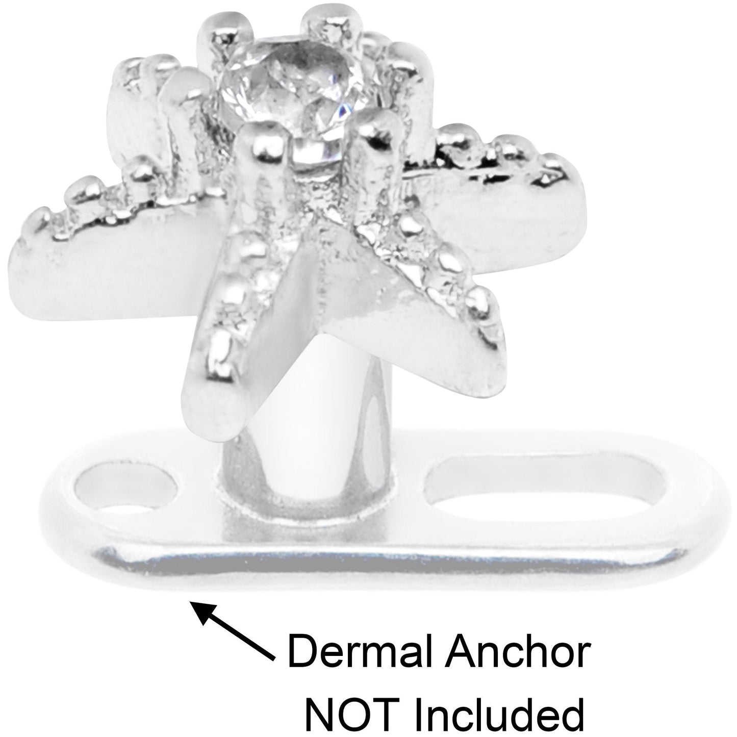 14G Clear CZ Gem Starfish Dermal Anchor Top