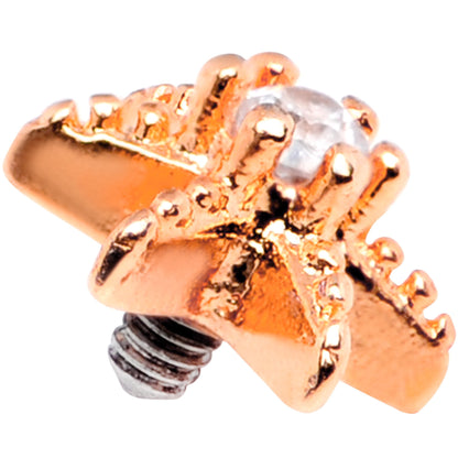 14G Clear CZ Gem Rose Gold Tone Starfish Dermal Anchor Top