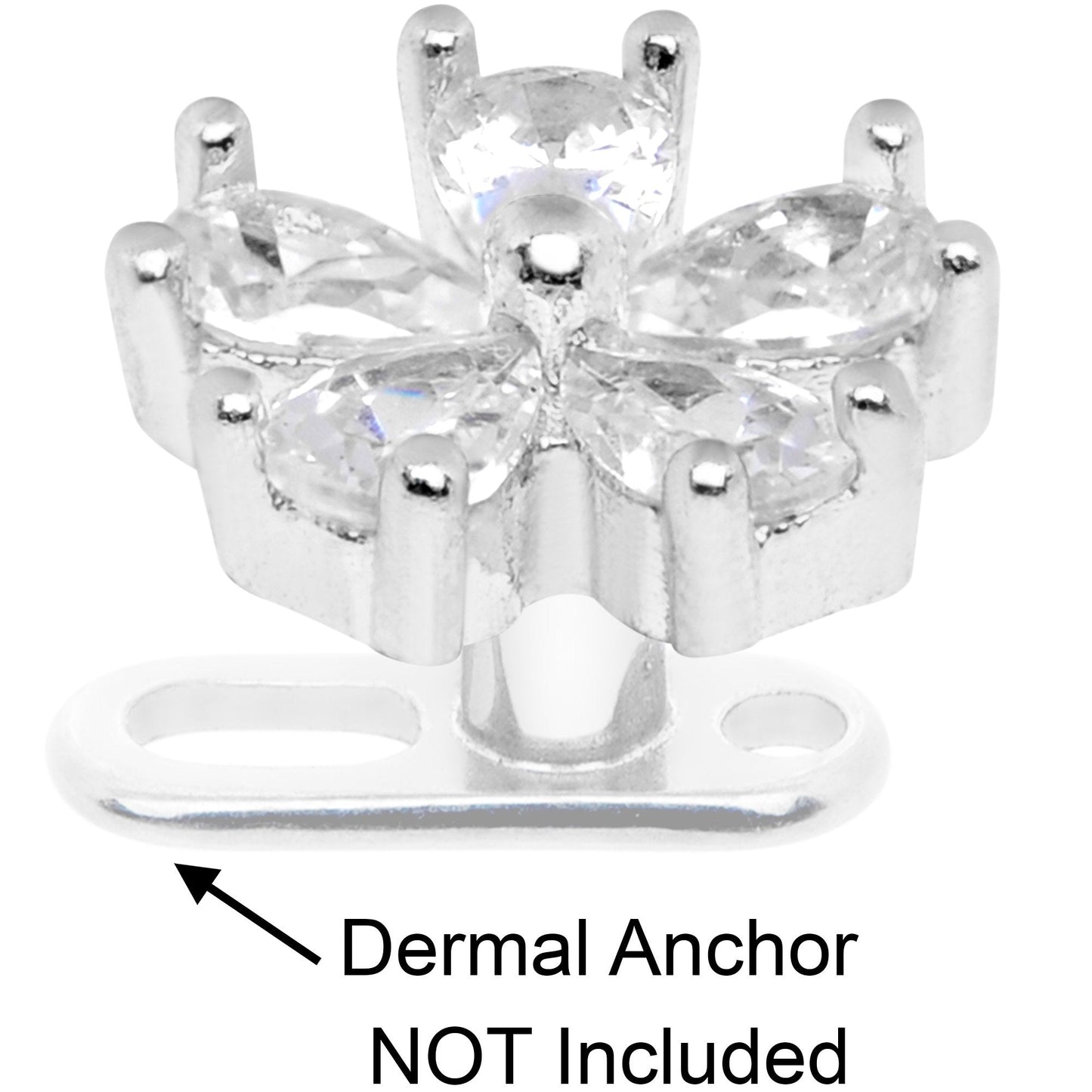 14G Clear CZ Gem Beautiful Bloom Dermal Anchor Top