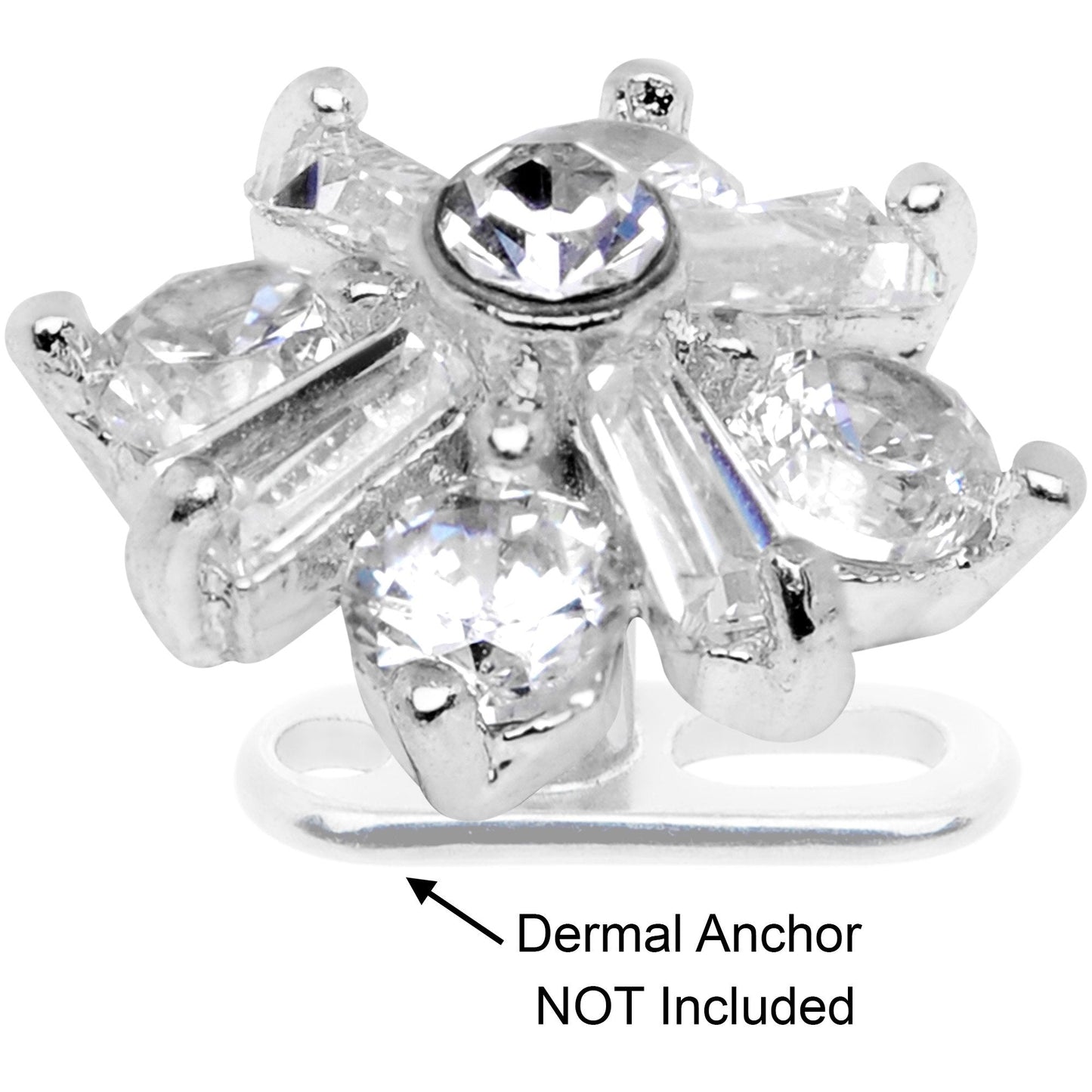 14G Clear CZ Gem Ice Princess Dermal Anchor Top