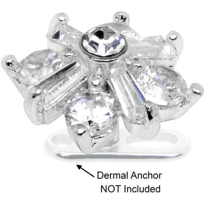 14G Clear CZ Gem Ice Princess Dermal Anchor Top