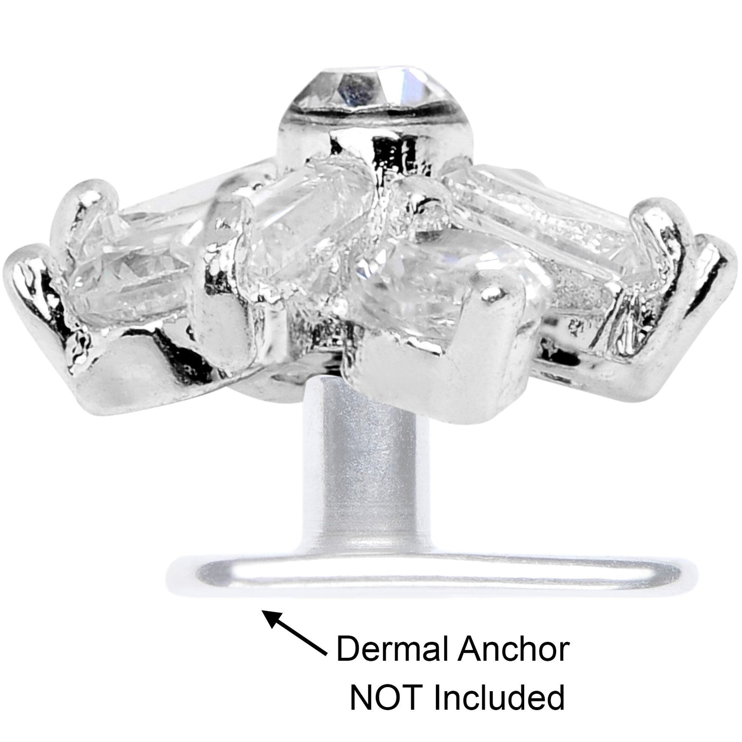 14G Clear CZ Gem Ice Princess Dermal Anchor Top