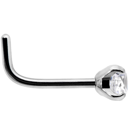 20G 1/4 Clear 3mm CZ Gem Grade 23 Titanium L Shaped Nose Ring