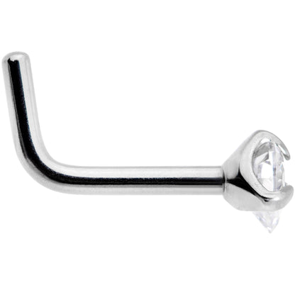 18G Clear 3mm CZ Heart Gem Grade 23 Titanium L Shaped Nose Ring
