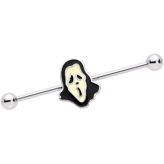 14G Glow in the Dark Ghost Straight Industrial Barbell 38mm