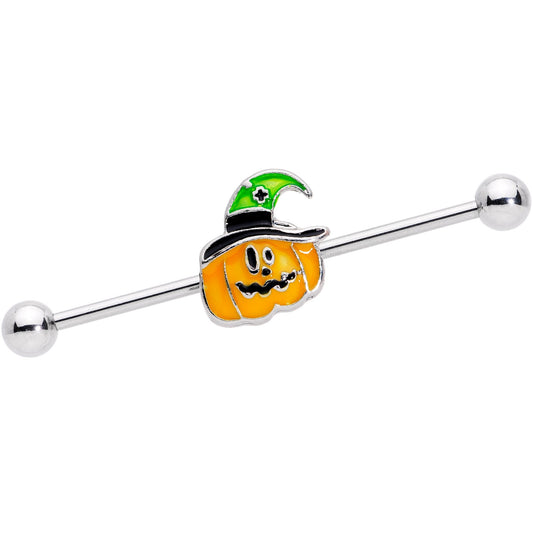 14G Spider Jack O Lantern Straight Industrial Barbell 38mm