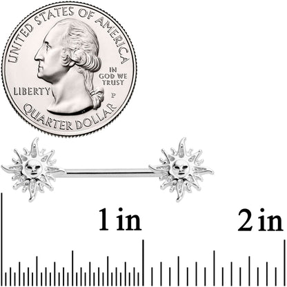 14G 5/8 Glitter Inlay Sunshine Barbell Nipple Ring Set