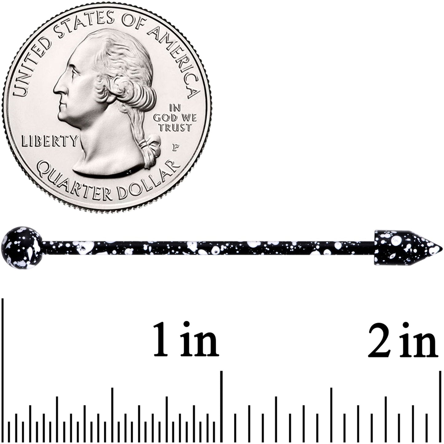 14G Black White Make A Point Industrial Barbell 38mm