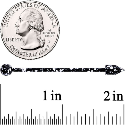 14G Black White Make A Point Industrial Barbell 38mm