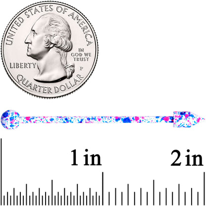 14G Pink White Blue Make A Point Industrial Barbell 38mm