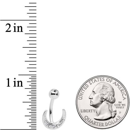 Clear CZ Gem Crescent Moon Belly Ring