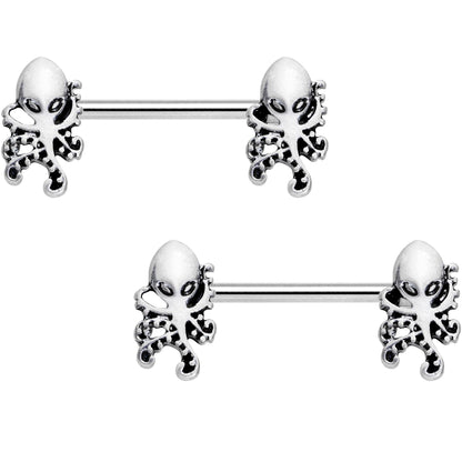 14G 9/16 Nautical Treasures Octopus Barbell Nipple Ring Set