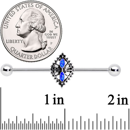 14G Glitter Blue Halloween Spider Queen Industrial Barbell 38mm