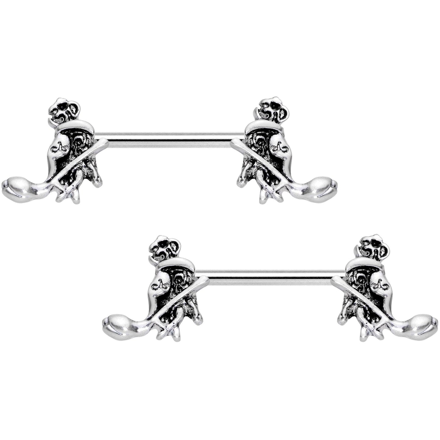 14G 9/16 Hamsa Hand Flower Barbell Nipple Ring Set