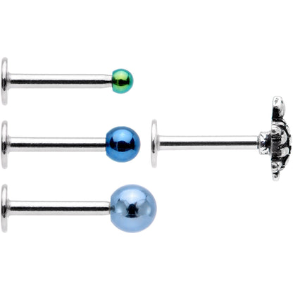 16G 5/16 Multi Tone End Turtle Cartilage Tragus Earring Set