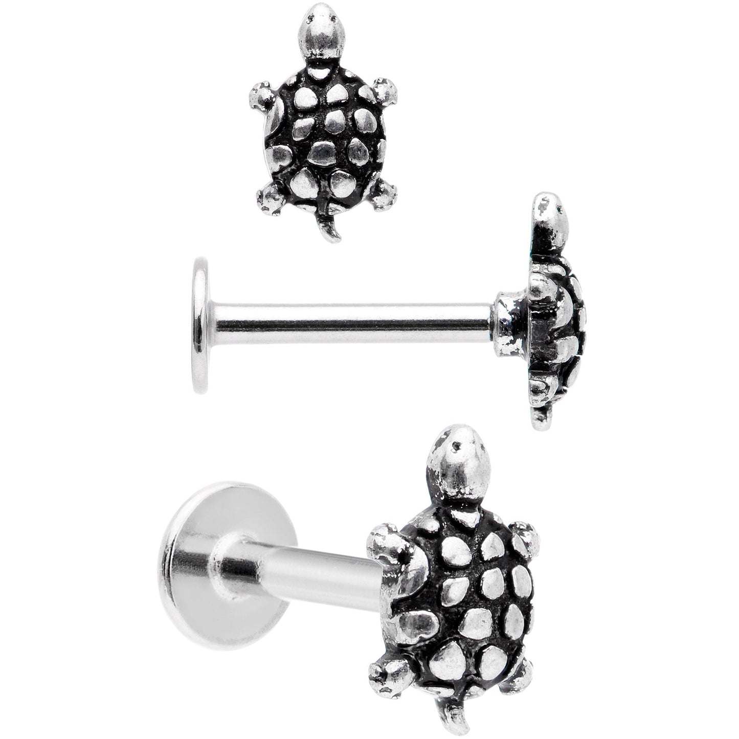 16G 5/16 Multi Tone End Turtle Cartilage Tragus Earring Set