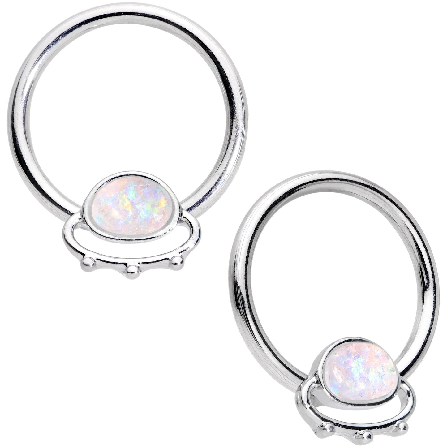 14G 13mm Blue Gem Faux Druzy UFO BCR Captive Nipple Ring Set Of 4