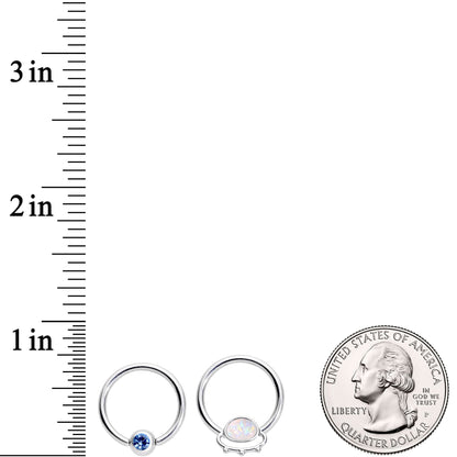14G 13mm Blue Gem Faux Druzy UFO BCR Captive Nipple Ring Set Of 4