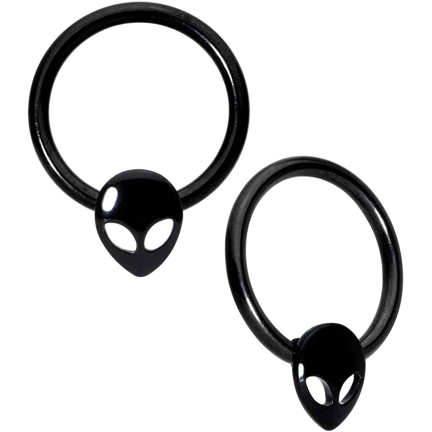 14G 13mm Red Gem Alien Black BCR Captive Nipple Ring Set Of 4
