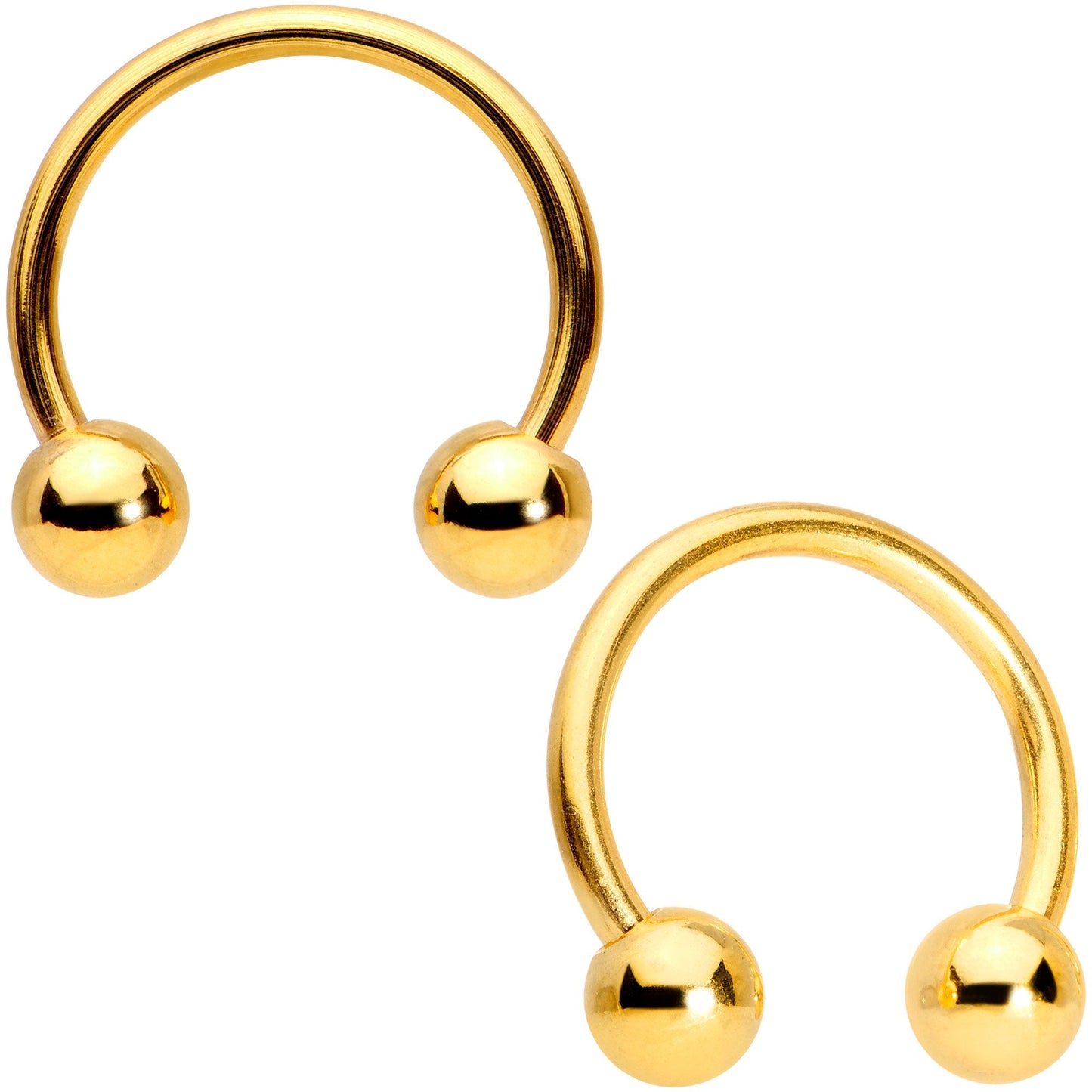14G 13mm Gold Tone Sexy Saturn Horseshoe Nipple Ring Set