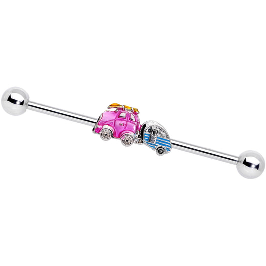 14G Pink Time for a Road Trip Industrial Barbell 38mm