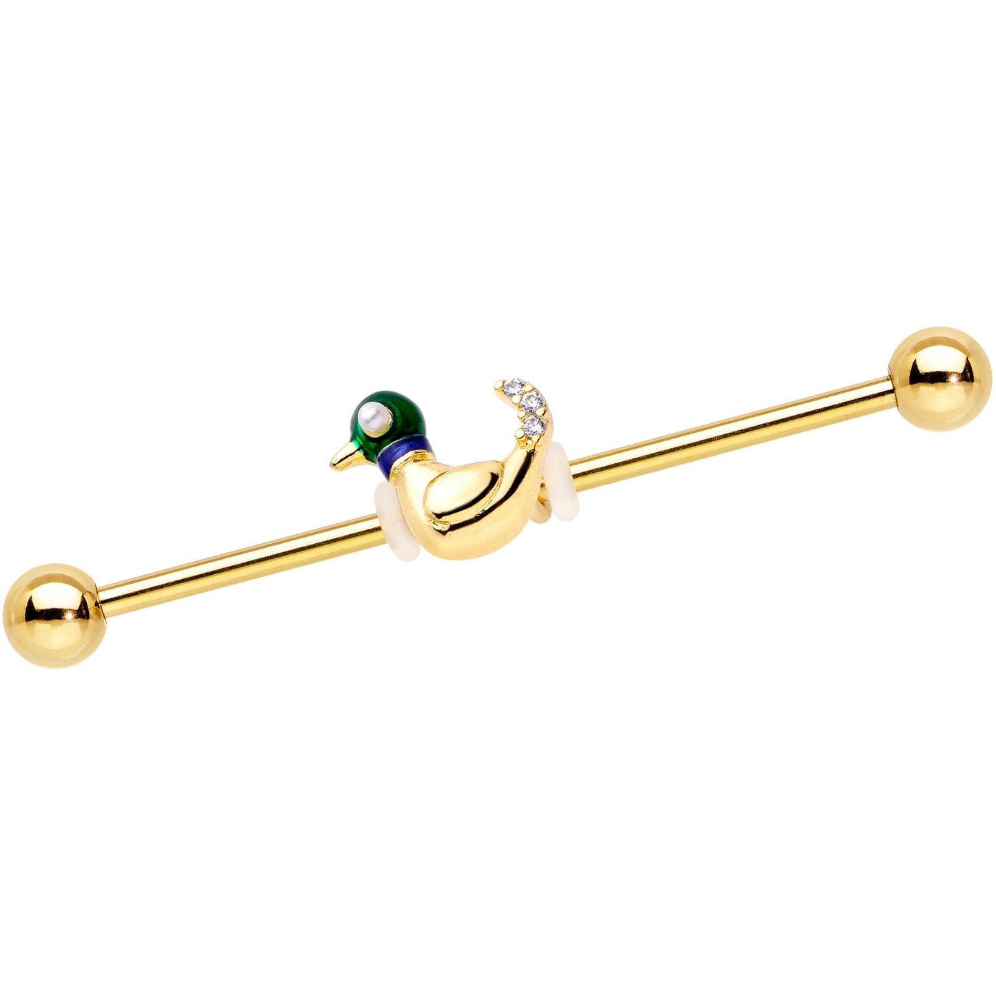 14G Gold Tone Mighty Mallard Industrial Barbell 38mm