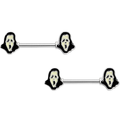 14G 9/16 Glow in the Dark Scream for Me Barbell Nipple Ring Set