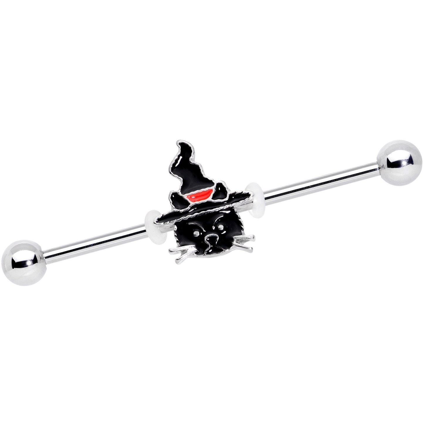14G Halloween Witch Way Black Cat Barbell Industrial 38mm