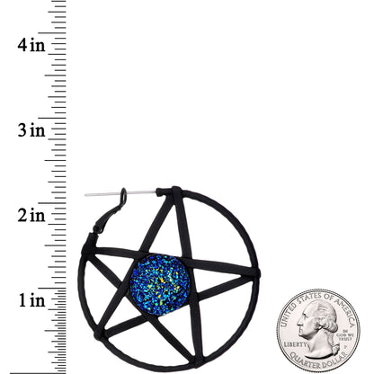 Blue Faux Druzy Making Some Magic Pentacle Tunnel Plug Earrings