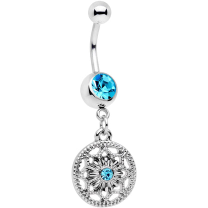 Blue Gem Mind Bending Mandala Dangle Belly Ring