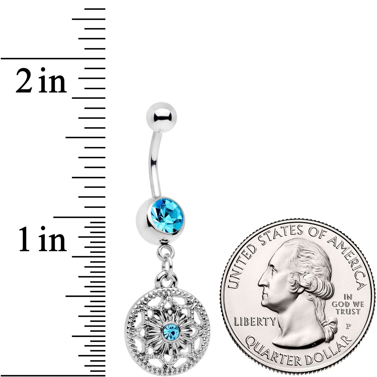 Blue Gem Mind Bending Mandala Dangle Belly Ring