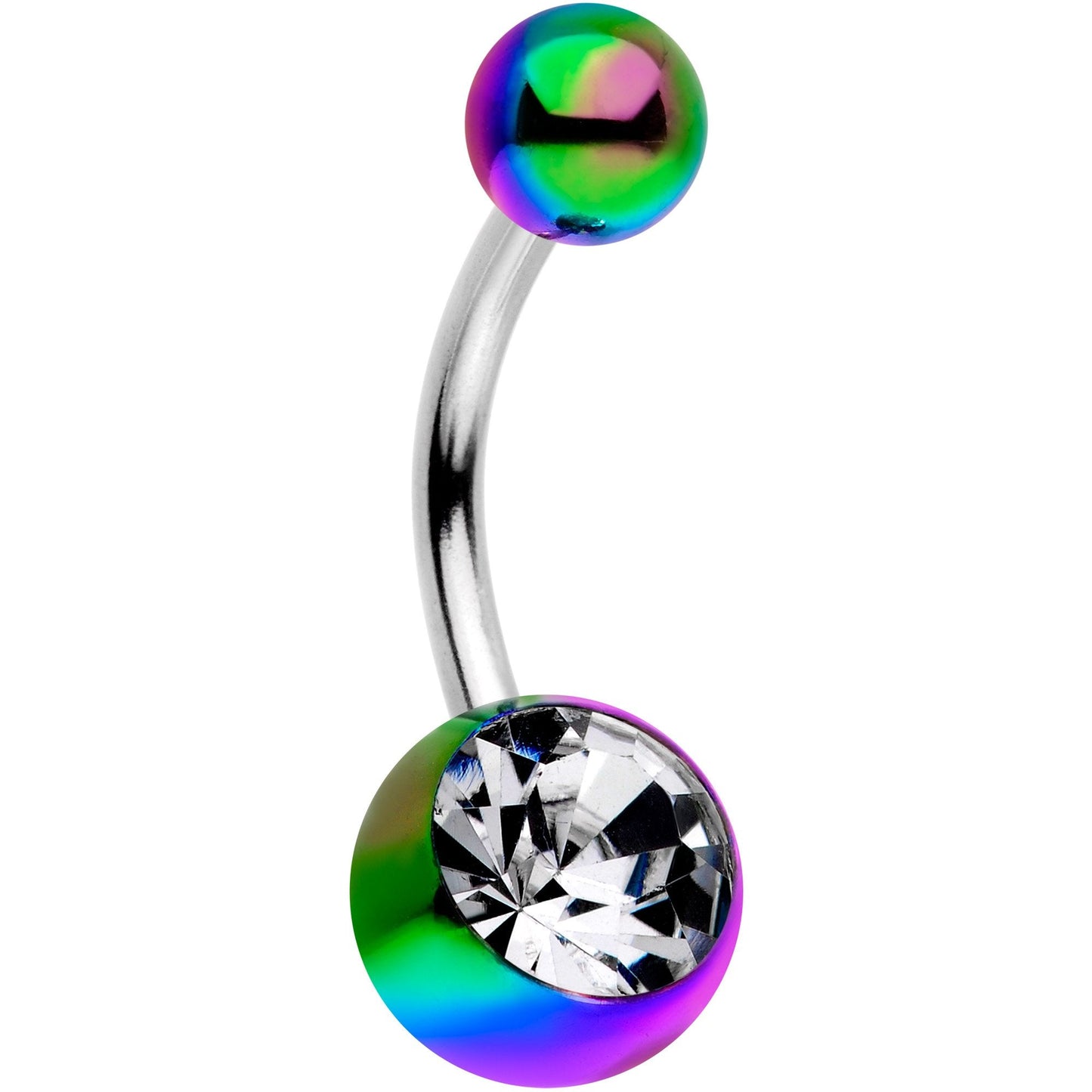 Clear Gem Rainbow Pearlescent Acrylic Belly Ring