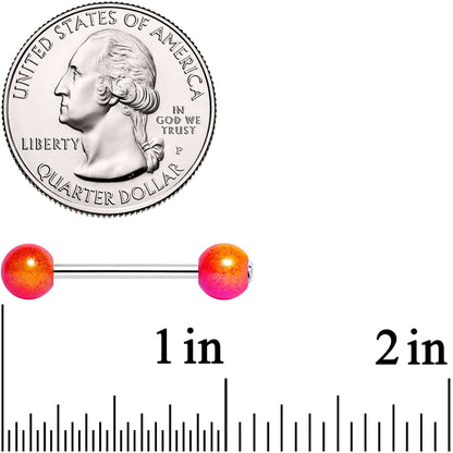 Clear Gem Pink Orange Pearlescent Barbell Tongue Ring