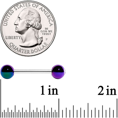 Clear Gem Green Purple Pearlescent Barbell Tongue Ring
